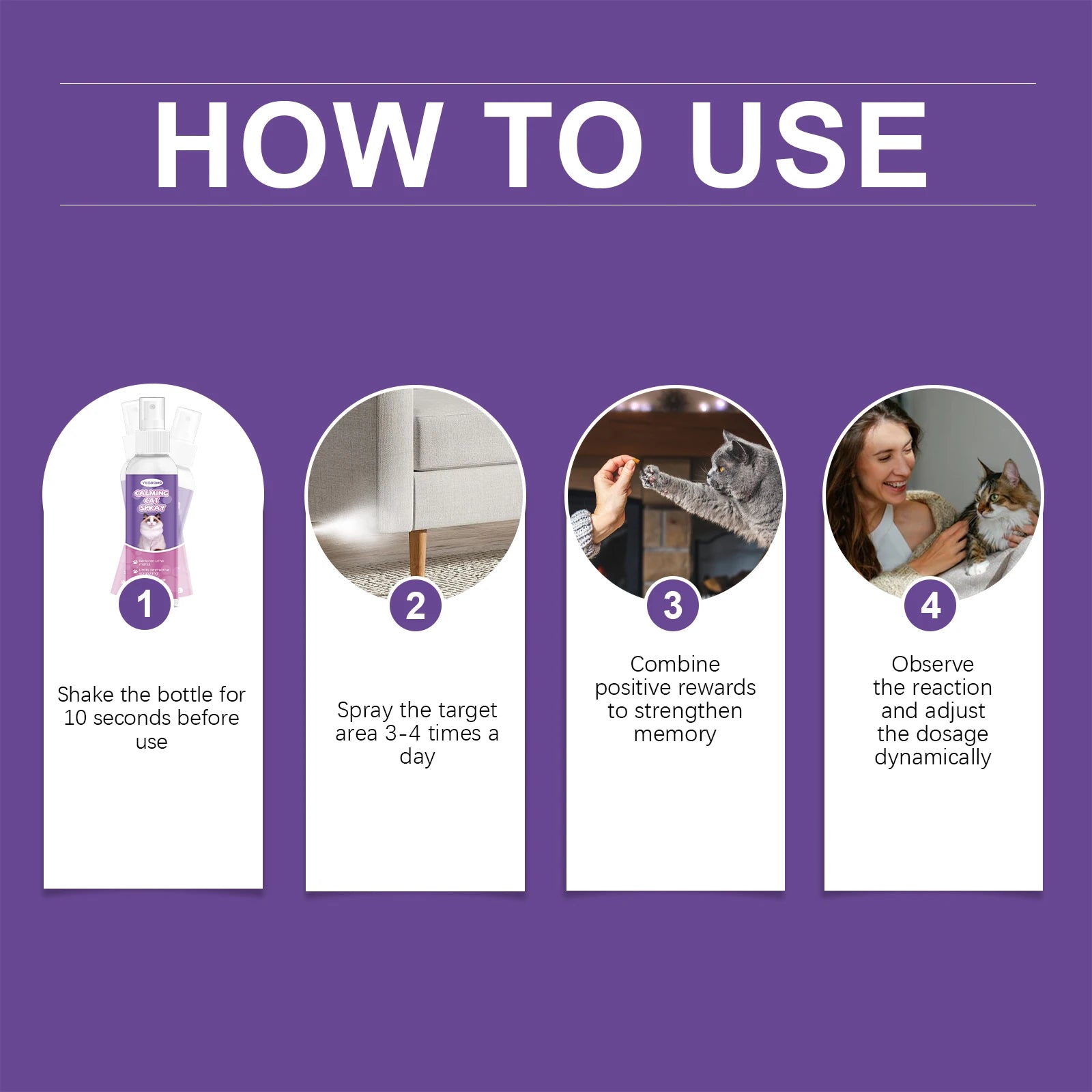 Yegbong Cat Calming Spray Gentle Formula Non-irritating Pets Behavior Regulation Relief Cat Stress Soothing Mood Cat Care Spray