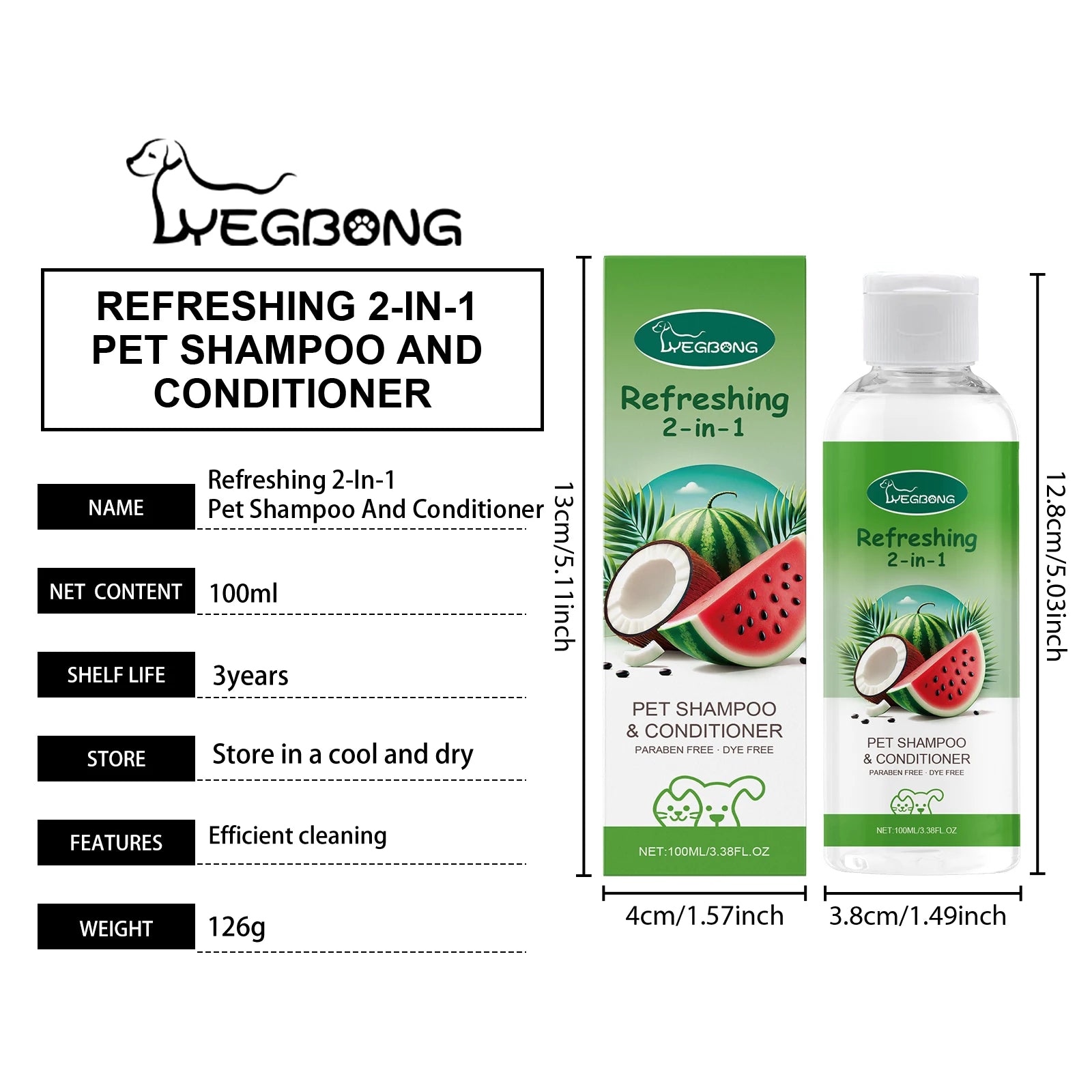 100ml Pet Shampoo Conditioner 2-In-1 Watermelon Flavor Refreshing Cleanse And Condition Smooth Fur Relieve Itching for Cats And