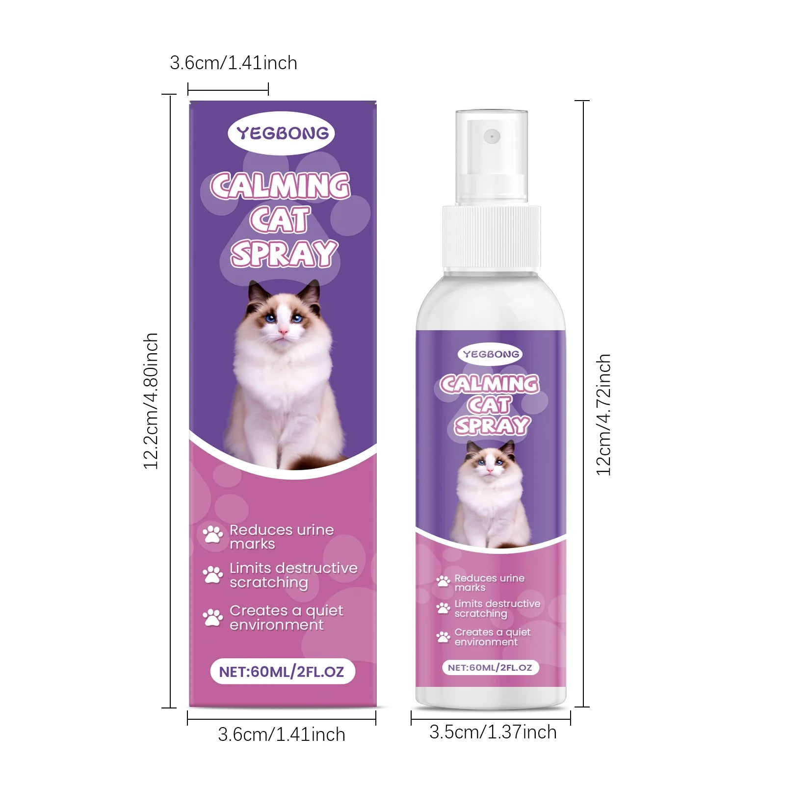 Yegbong Cat Calming Spray Gentle Formula Non-irritating Pets Behavior Regulation Relief Cat Stress Soothing Mood Cat Care Spray