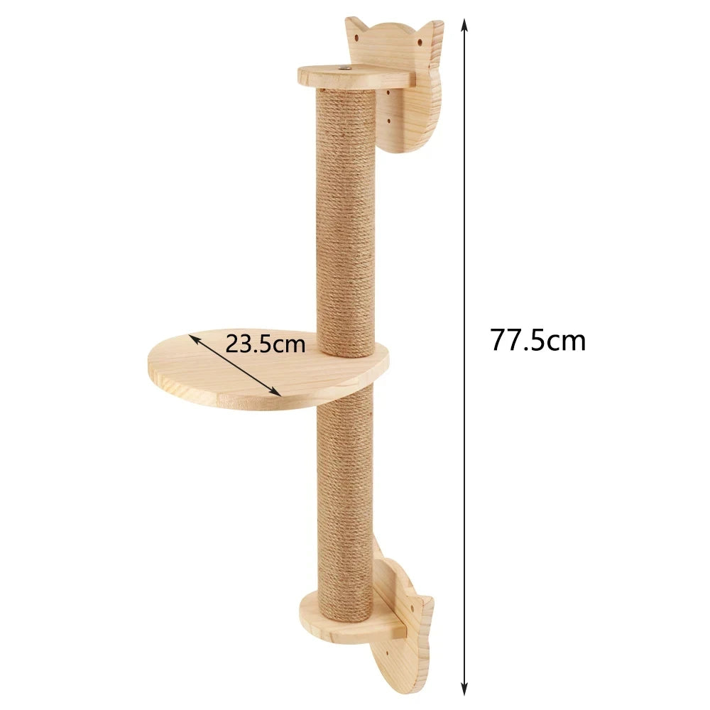 Wall mounted four step cat climbing frame, sisal scratching post and cat tree cat tower universal.