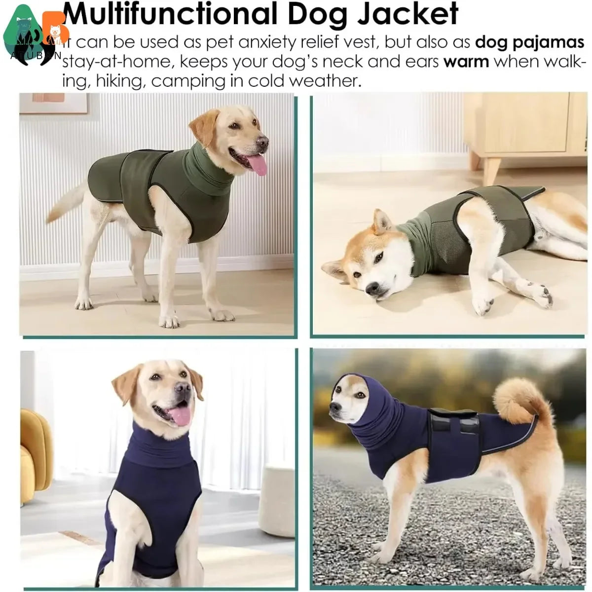 Dog Anxiety Vest,Thunder Jacket for Large Dog Calming Jacket with Hoodie, Dog Anxiety Jacket,Dog Hoodies for Noise