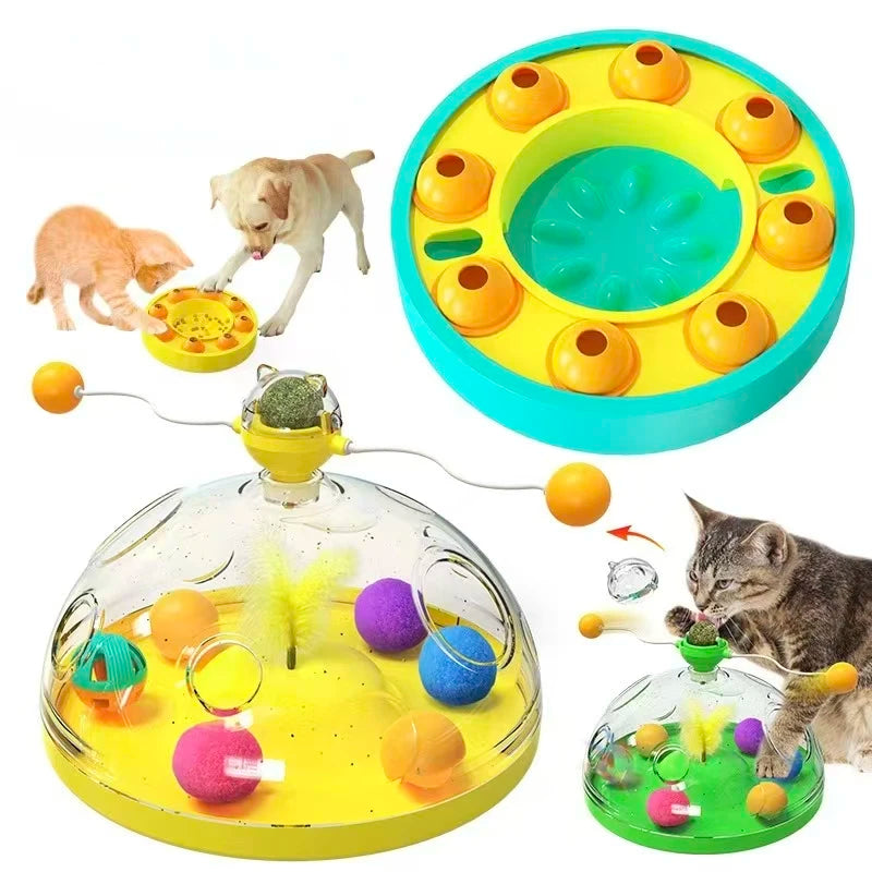 New popular Amazon puzzle food leakage toy - cat windmill teaser ball