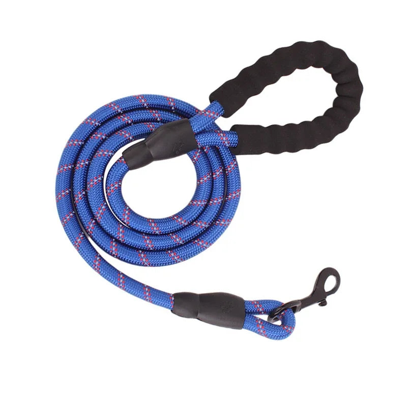 1.5M/2M/3M Large Dog Rope Round 1.2CM Nylon Pet Leash Strengthen Reflective Rope Walking Dog Traction Collar Harness Dog Lead