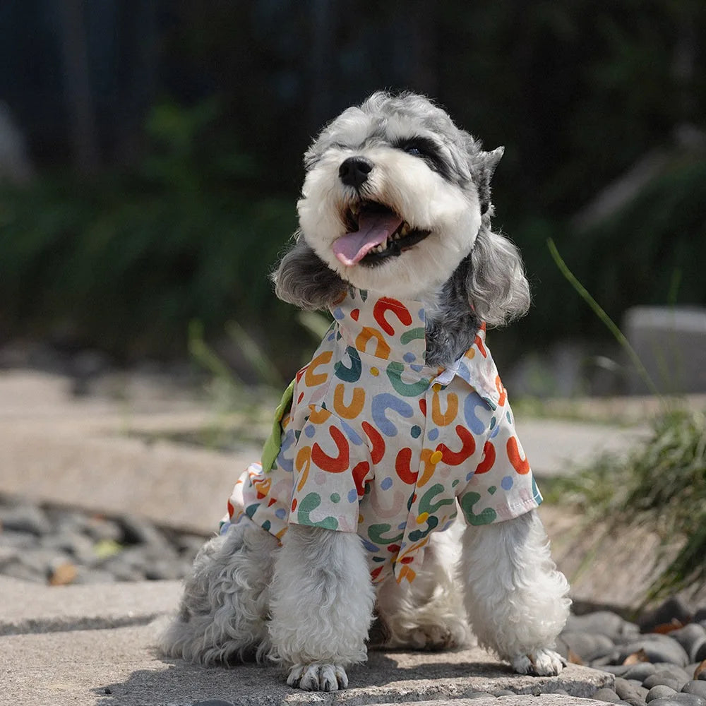 Small  Medium and Large Dogs Summer Fresh Letter Print Splicing Shirt Pet Dog Clothes Designer Dog Clothes