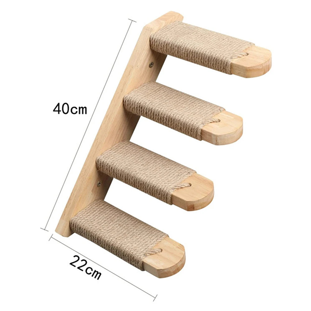 Wall mounted four step cat climbing frame, sisal scratching post and cat tree cat tower universal.