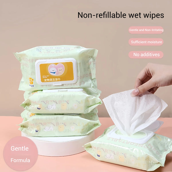4 Packs of 320 Sheets of Pet Wipes Specifically for Cats and Dogs, for Cleaning Tear Stains and Body Parts, No-Rinse Deodorizing Cleaning Wet Wipes, 80 Sheets Per Pack, Pet Wipes