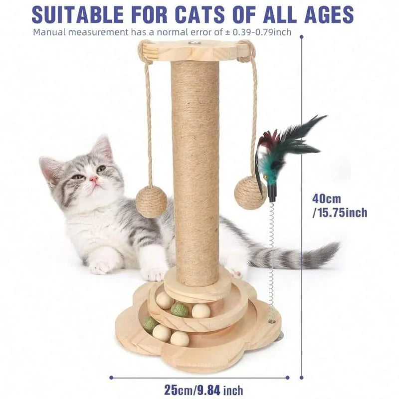 Cat Scratching Post, Indoor Cat Interactive Furniture Toy, Kitten Activity Center For Indoor Kittens And Adult Cats