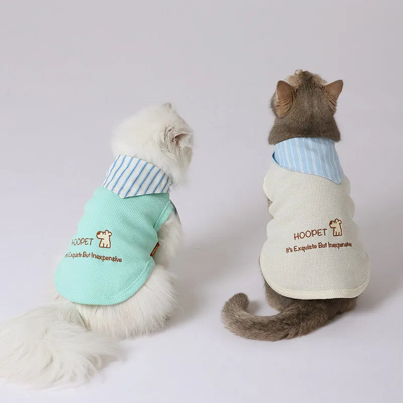 Vest Stylish Bandana Faux Two Piece Anti Shedding Lightweight Plush Cat Kitten Spring Summer Puppy Pet Clothes