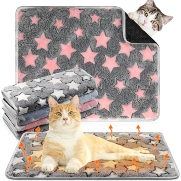 【Spot goods】4 Pack Self Heating Cat Bed Cat Self Warming Pad with Removable Cover Extra Warm Thermal Pet Pad Washable Pet Crate