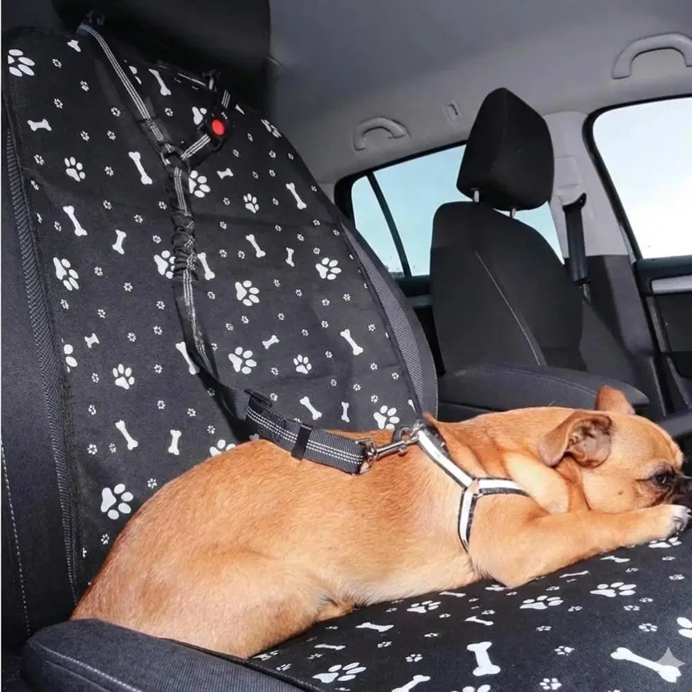 2 Pack Pet Car Travel Kit, Dog Car Seat Cover with Printed Anti-Scratch Pad & Adjustable Dog Leash, Universal Fit for Sedan & SUV, Waterproof Dirt-Proof Anti-Slip Scratch Resistant, Perfect for Daily Commute & Road Trip, Work