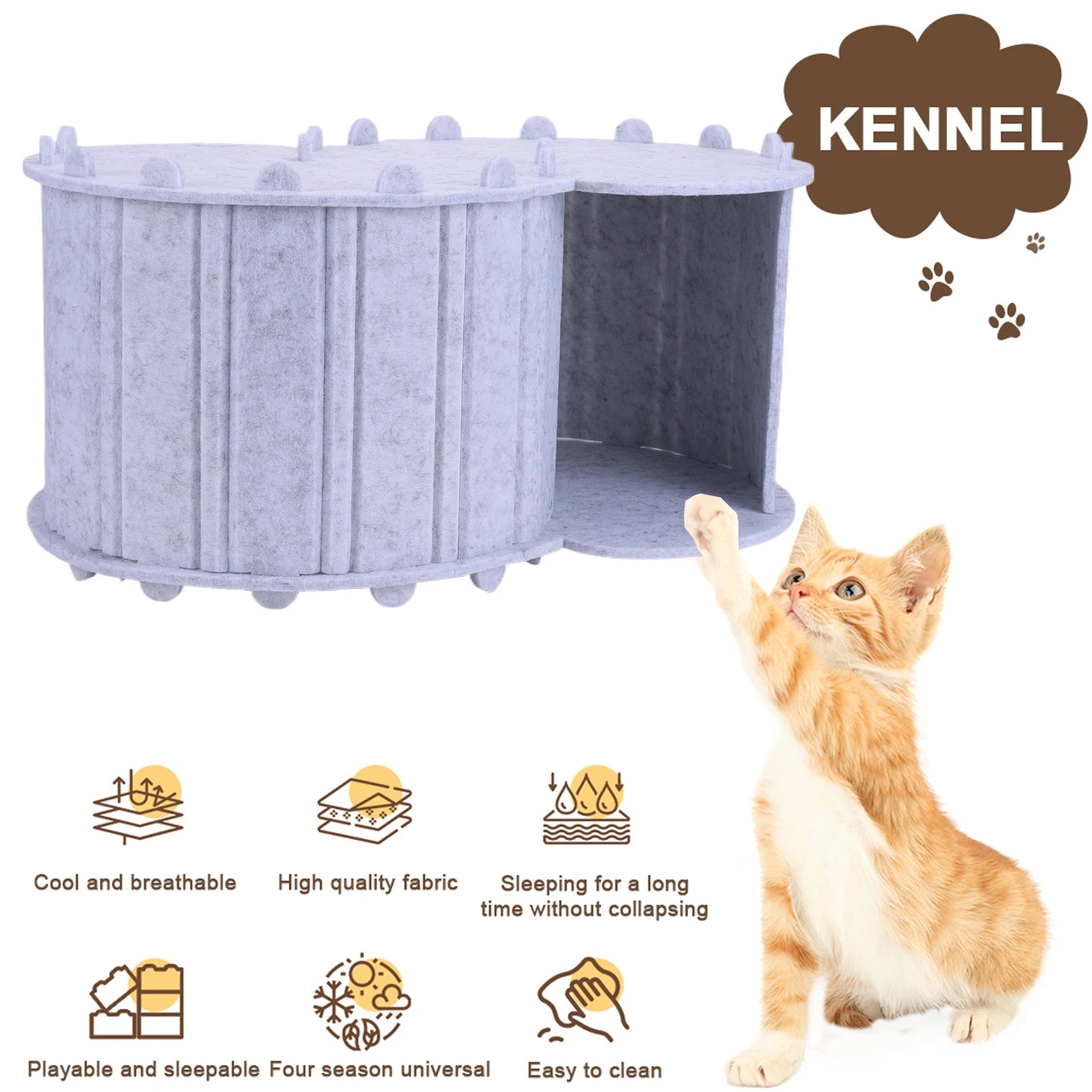 Peekaboo Cat Cave Detachable Foldable Pet House Semi-enclosed Cat House for Indoor Cats