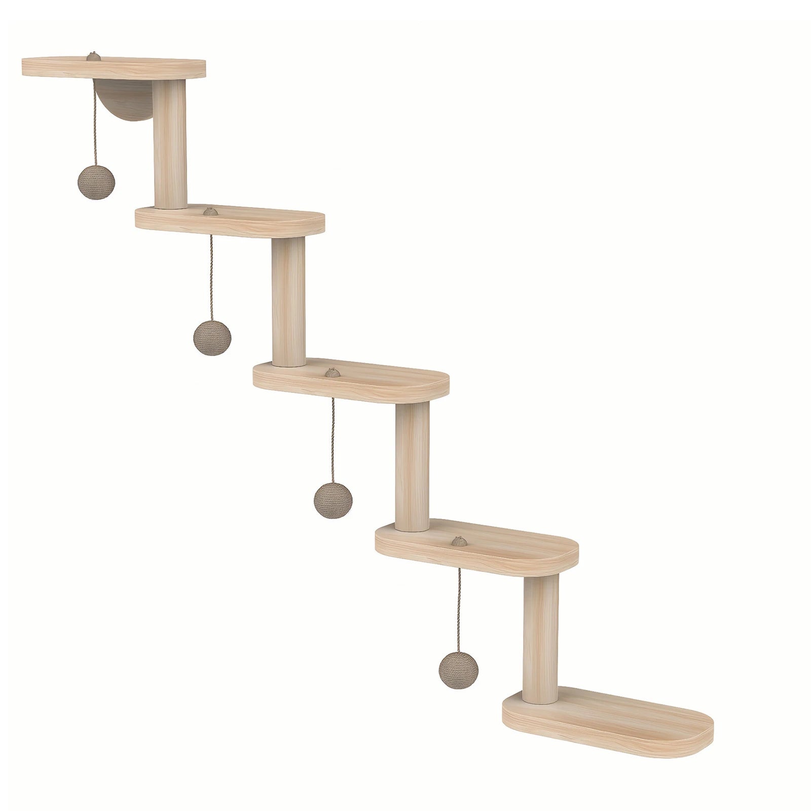 Wall Mounted Wooden Cat Climbing Frame with 5 Step Cat Climbing Shelves Wooden Cat Ladder Frame for Climb Play Nap Scratch