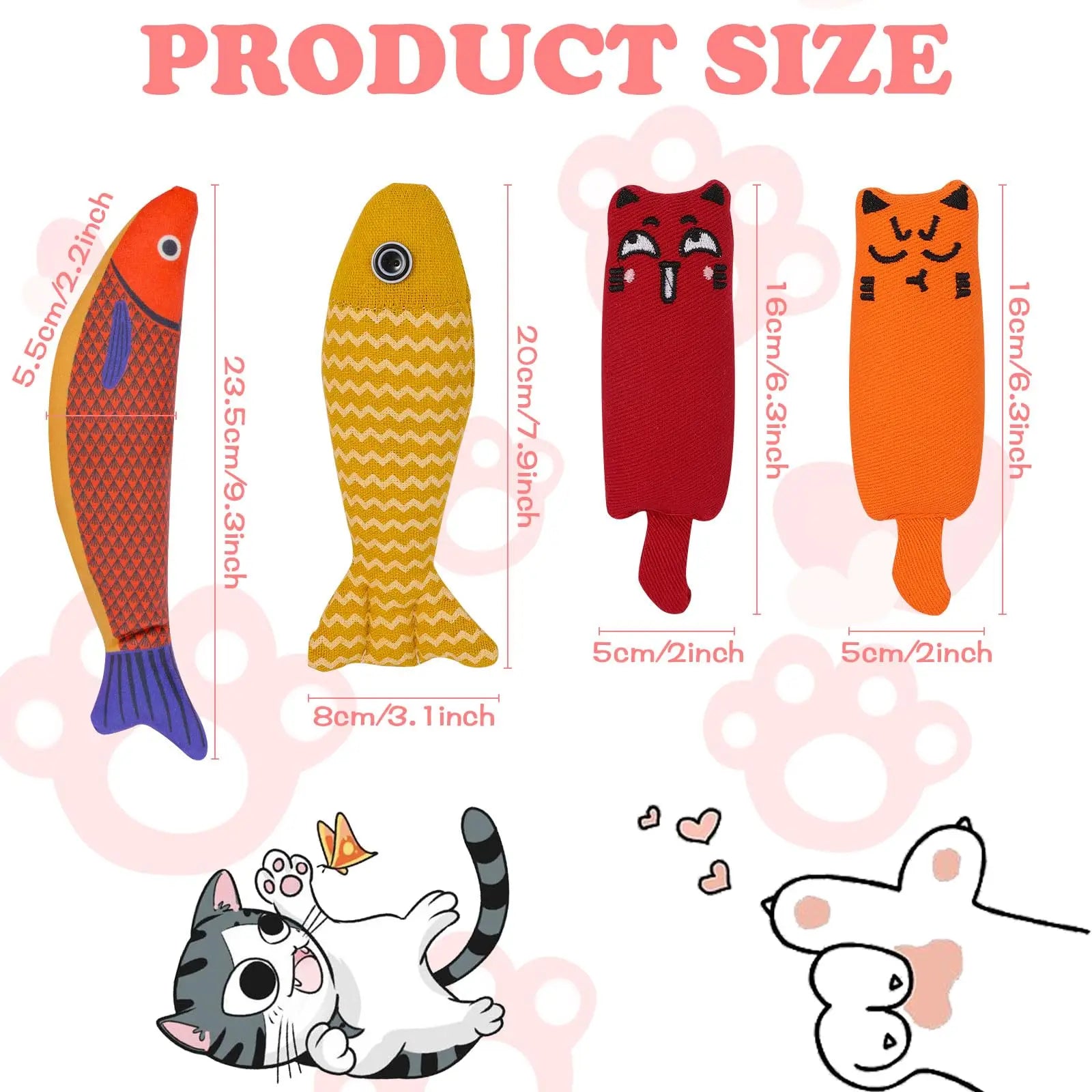 Catnip Toys,Fun Chew & Chase Toys,Safe Non-Toxic Plush Toys for Feline Friends,Interactive cat Toys to Keep Cats Entertained