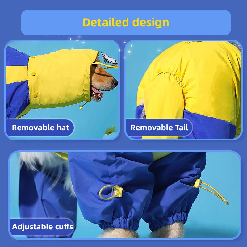 Dog Raincoat Printed Waterproof Raincoat Medium and Large Dogs All Inclusive Pet Clothes Big Dogs Four Legged Coat Pet Raincoat