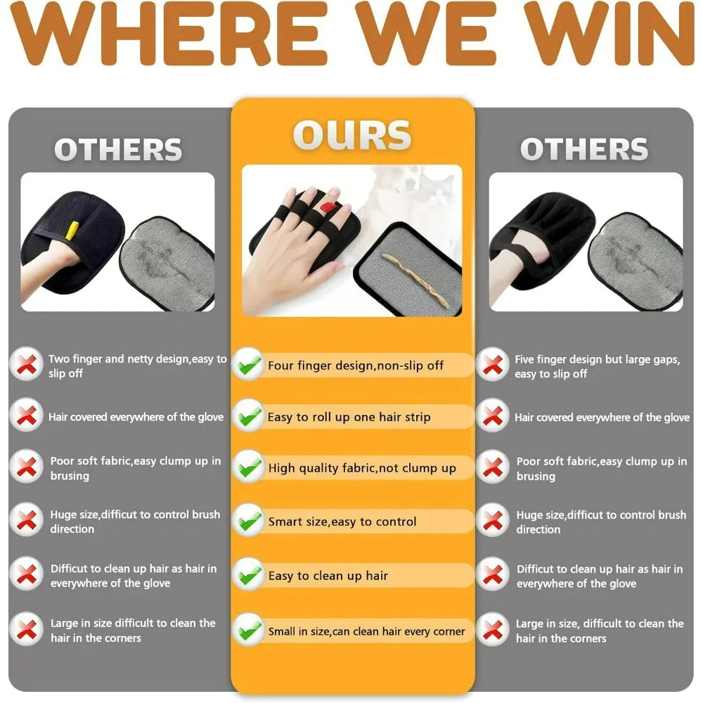 【Reusable and easy to clean】 Say goodbye to wasteful sticky sheets and lint rollers! Our pet hair removal gloves are washable