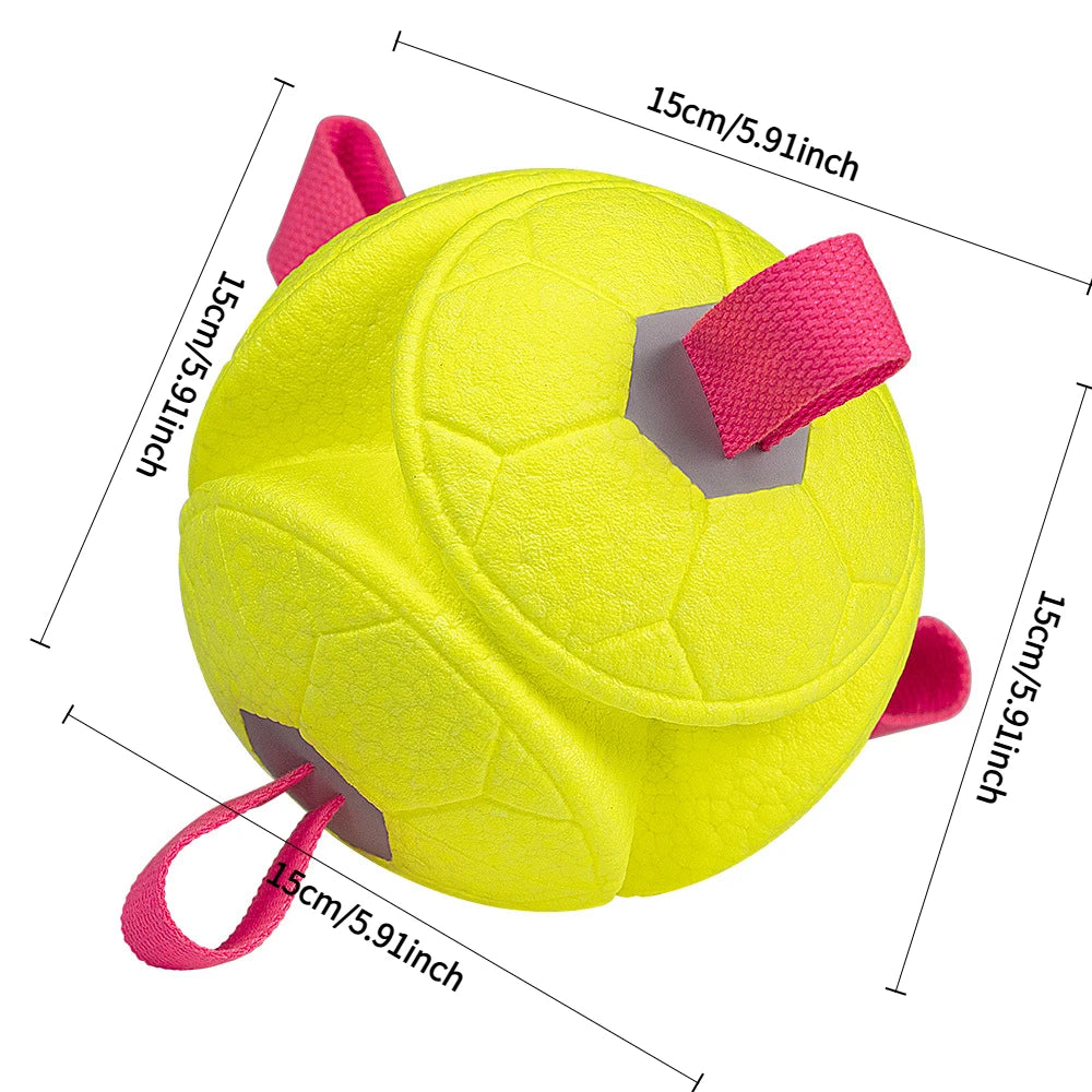 Dog Soccer Chew Toy with Rope - Durable Interactive Fetch Ball for Puppy, Pet Tug-of-War Training Toy, Teeth Cleaning Bite Resis