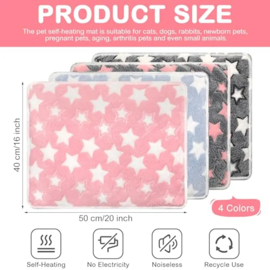 【Spot goods】4 Pack Self Heating Cat Bed Cat Self Warming Pad with Removable Cover Extra Warm Thermal Pet Pad Washable Pet Crate