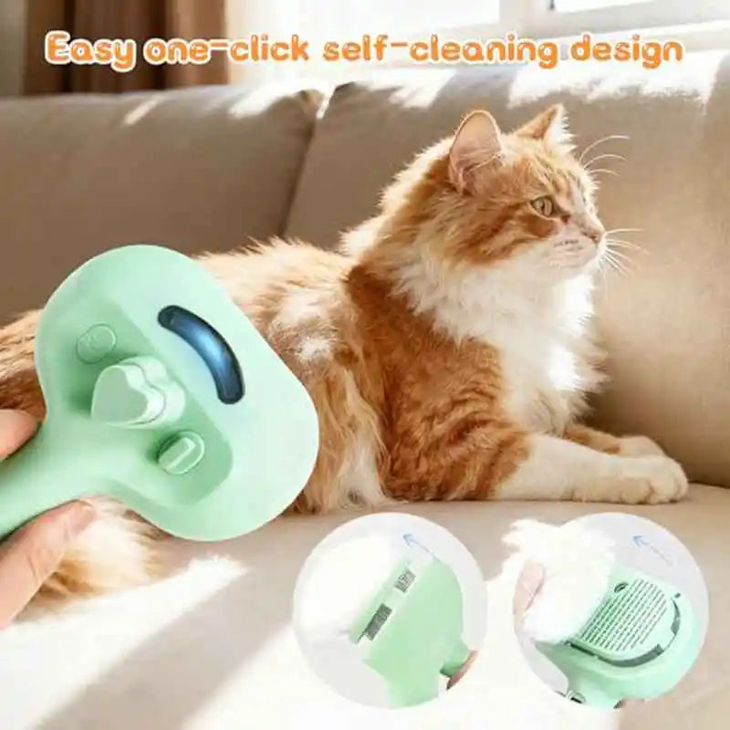 3-in-1 Pet Grooming Brush with Steam Deshedding, Self-Cleaning & Waterless Shampoo for Dogs & Cats, Removes Hair, Light Beige