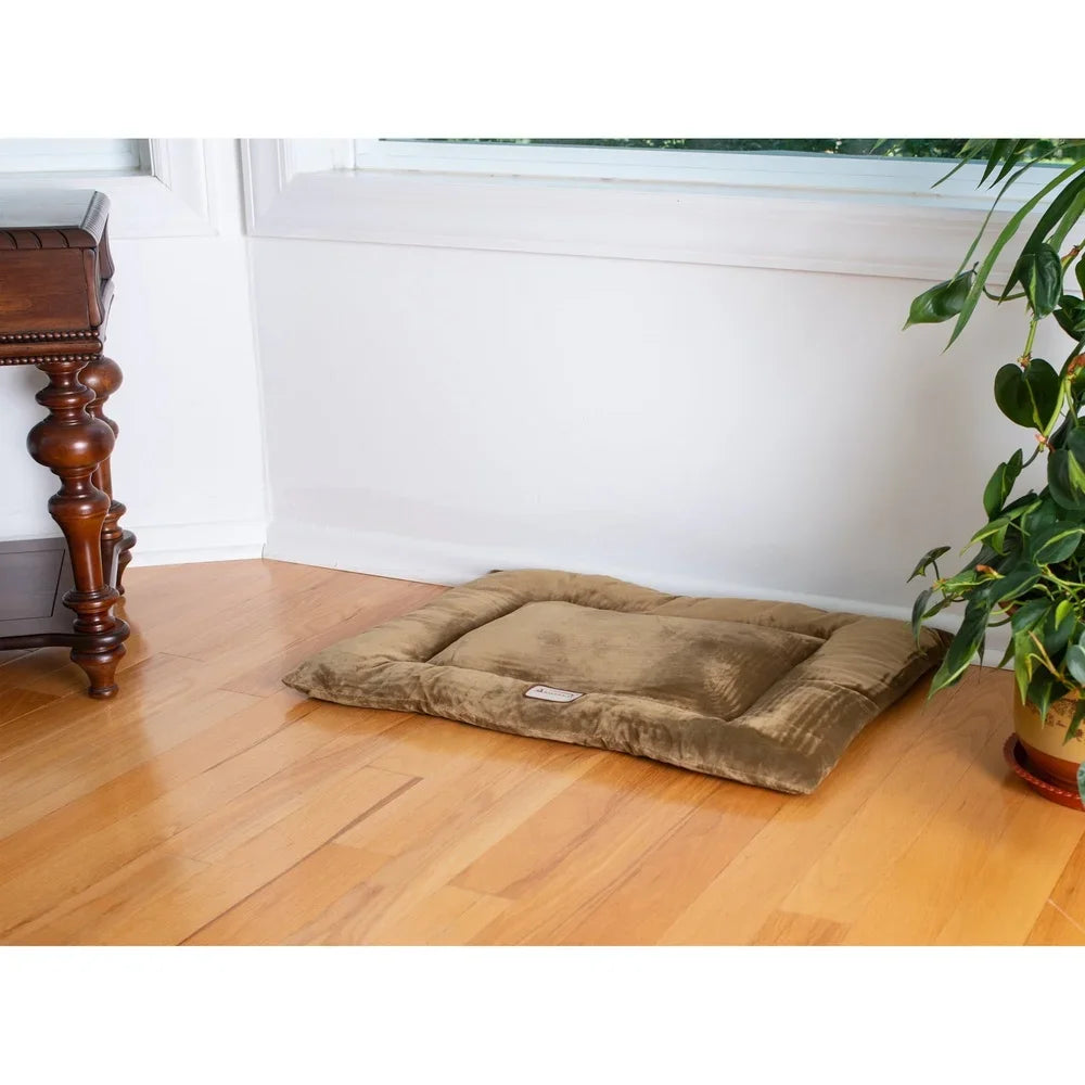 Pet Bed Mat Dogs Cats Soft Velvet Comfortable Washable Extra Thick Poly Fill Medium Size 27x19 Inches Ideal Indoor Use
