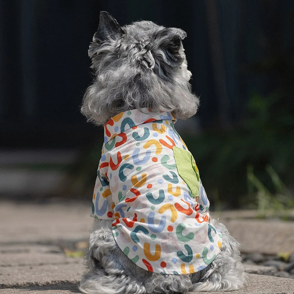 Small  Medium and Large Dogs Summer Fresh Letter Print Splicing Shirt Pet Dog Clothes Designer Dog Clothes