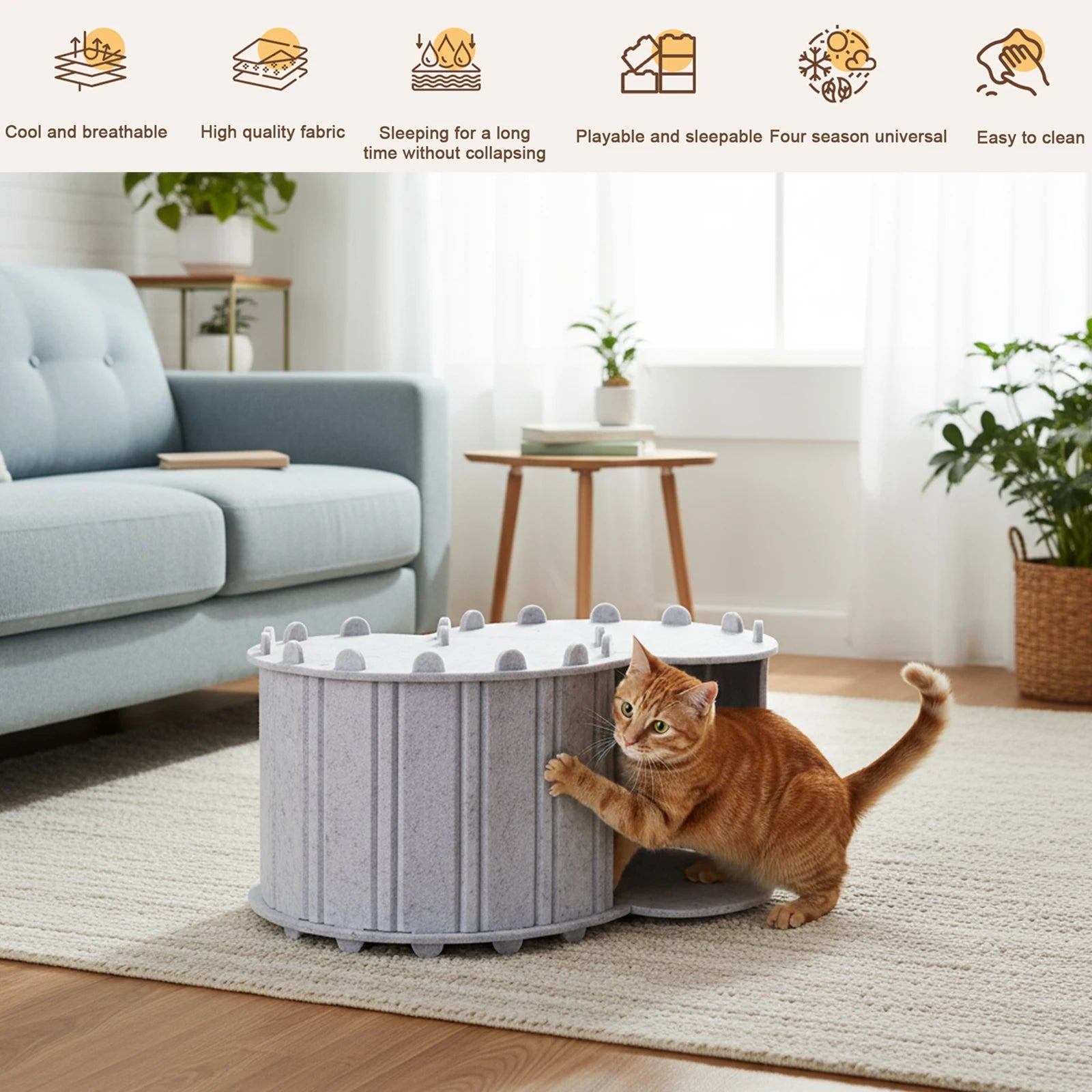 Peekaboo Cat Cave Detachable Foldable Pet House Semi-enclosed Cat House for Indoor Cats