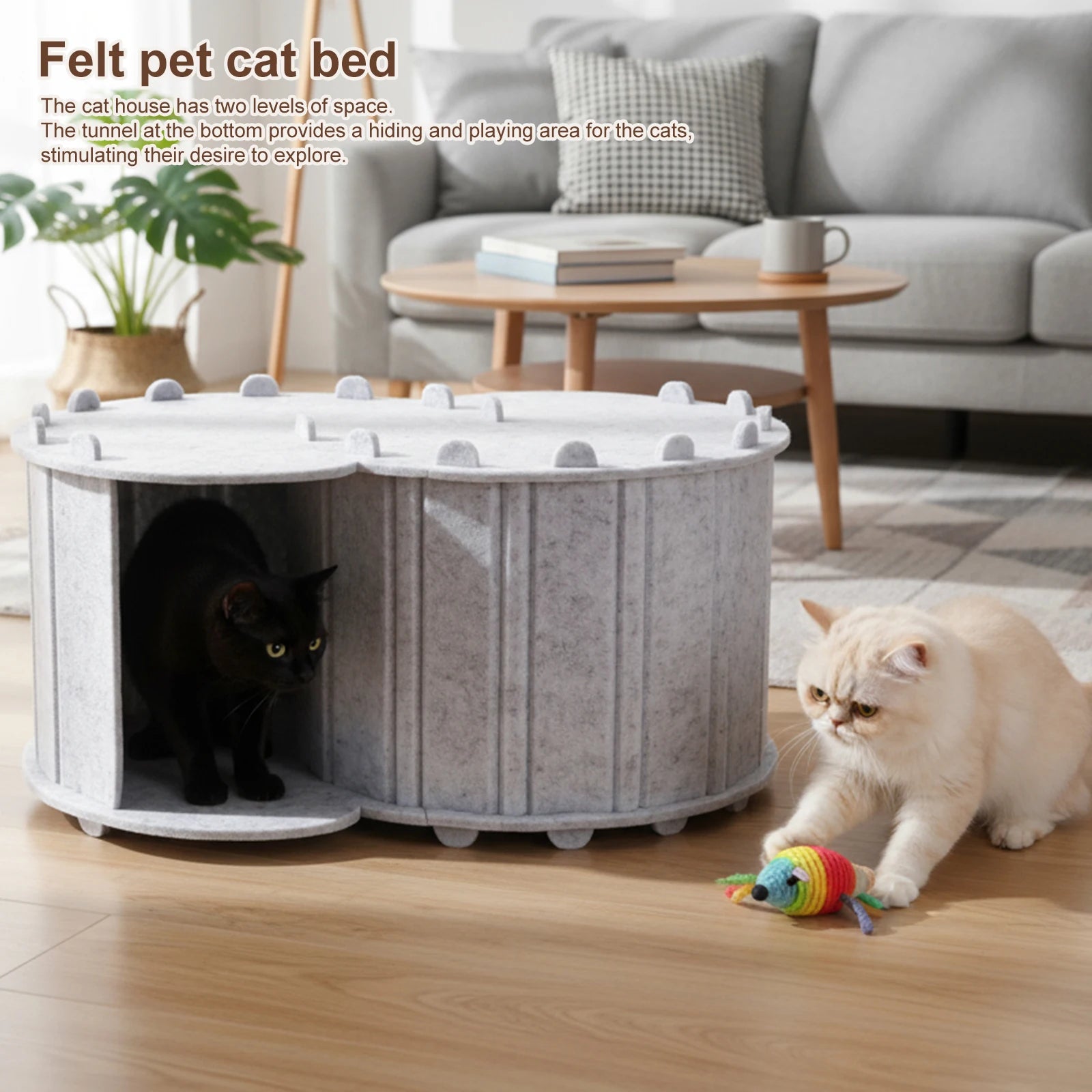 Peekaboo Cat Cave Detachable Foldable Pet House Semi-enclosed Cat House for Indoor Cats