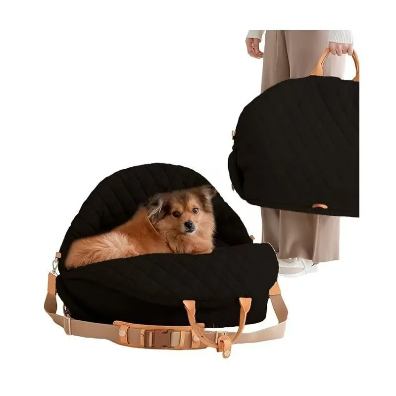 Dog Car Seat for Small Dogs, 3-in-1 Travel Carrier & Dog Bed for Car, Washable, Anti-Slip, Safety Straps, Fits Front & Back Seat