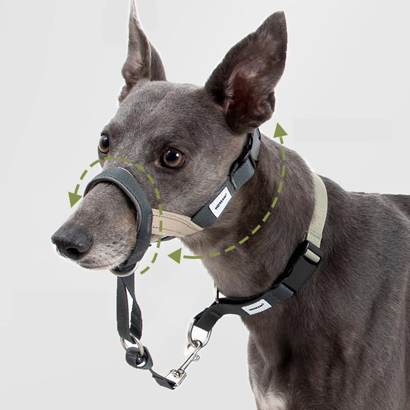 Dog Mouth Anti Barking Bark Collar Dog Adjustable Training Mesh Fabric Explosion-proof Flushing Control Traction Pet Supplies