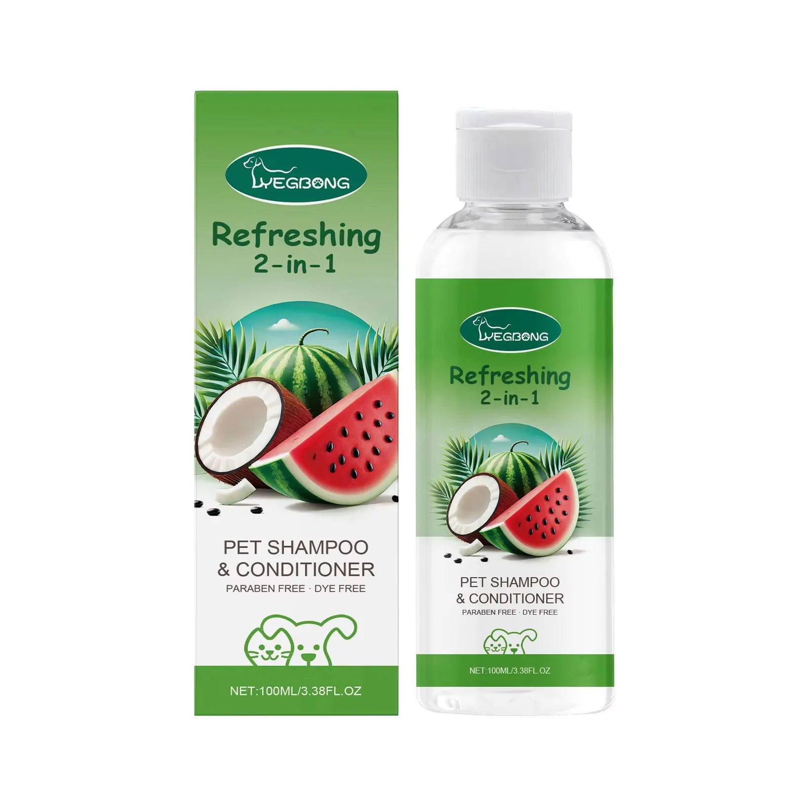 100ml Pet Shampoo Conditioner 2-In-1 Watermelon Flavor Refreshing Cleanse And Condition Smooth Fur Relieve Itching for Cats And
