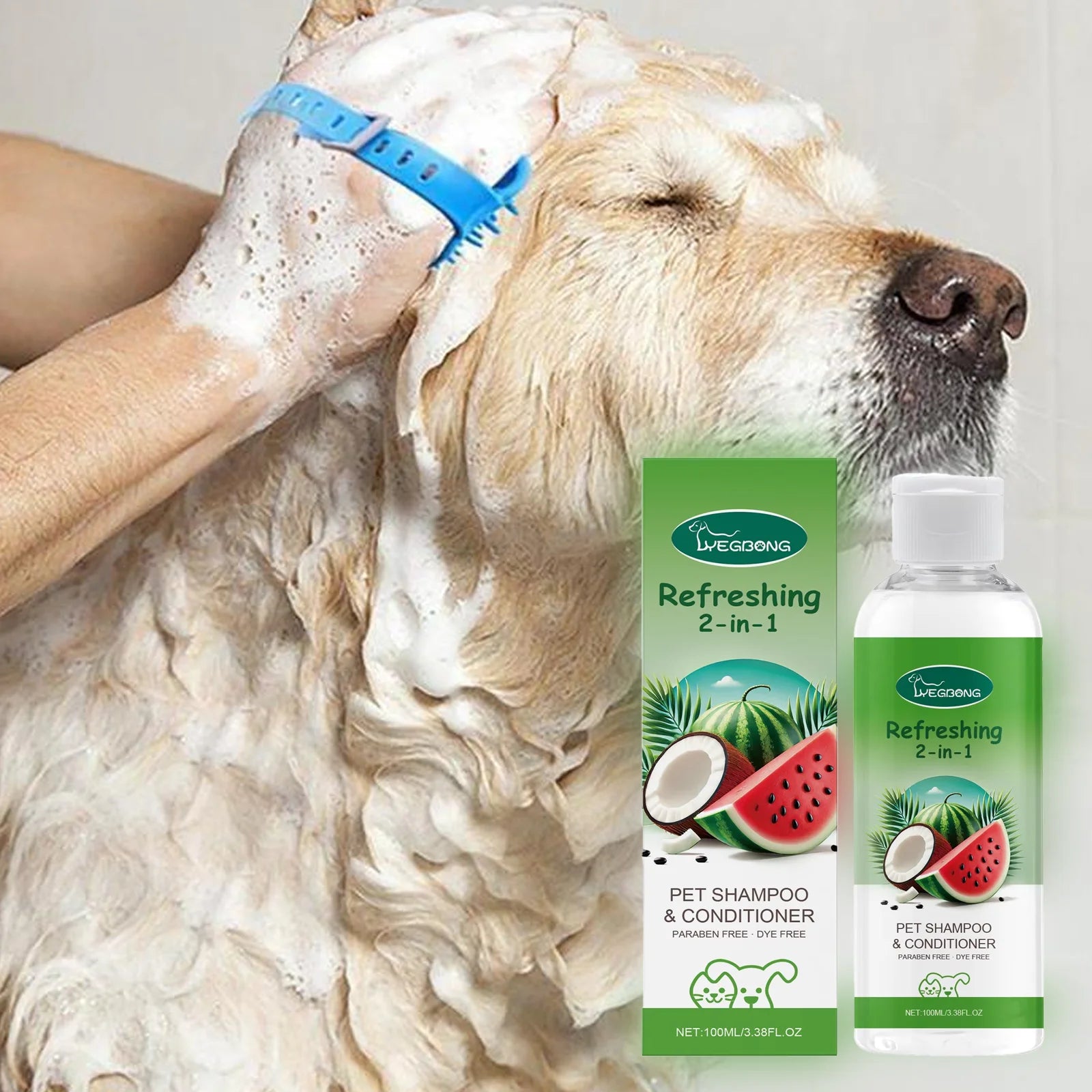 100ml Pet Shampoo Conditioner 2-In-1 Watermelon Flavor Refreshing Cleanse And Condition Smooth Fur Relieve Itching for Cats And