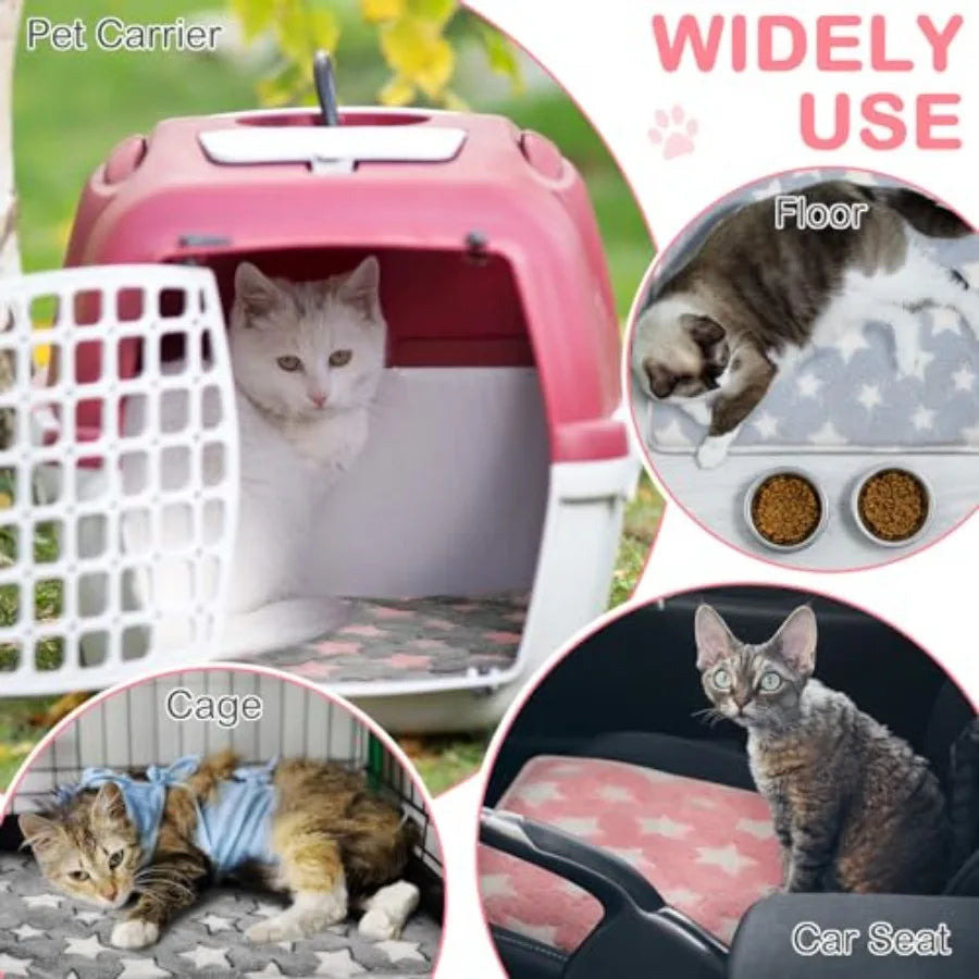 【Spot goods】4 Pack Self Heating Cat Bed Cat Self Warming Pad with Removable Cover Extra Warm Thermal Pet Pad Washable Pet Crate