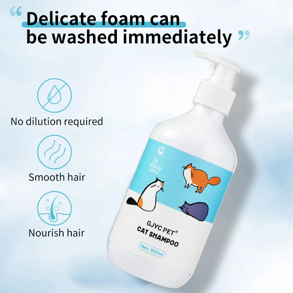 16.9 FL OZ 500ml Pet Shampoo for Cats -  Deodorizing and Moisturizing Formula with Coconut Oil Extract - Hair Care Bath Wash