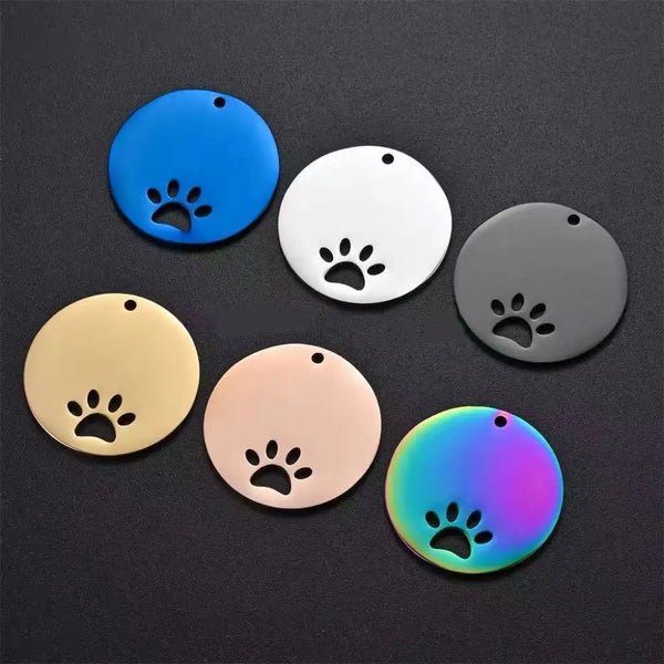 20pcs/lot Round Premium Pet ID Tag Stainless Steel Colorful Pet Cat Dog ID Tag Pendant Necklace Collar Pet Anti-loss Card