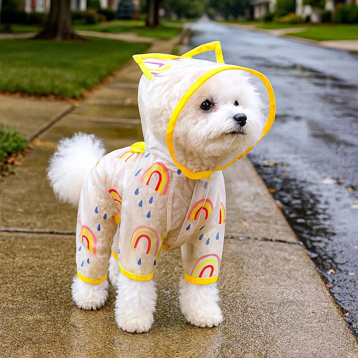 All Season Dog Raincoat Waterproof Dogs Apparel Small Pet Rain Coat Puppy Clothing Hooded