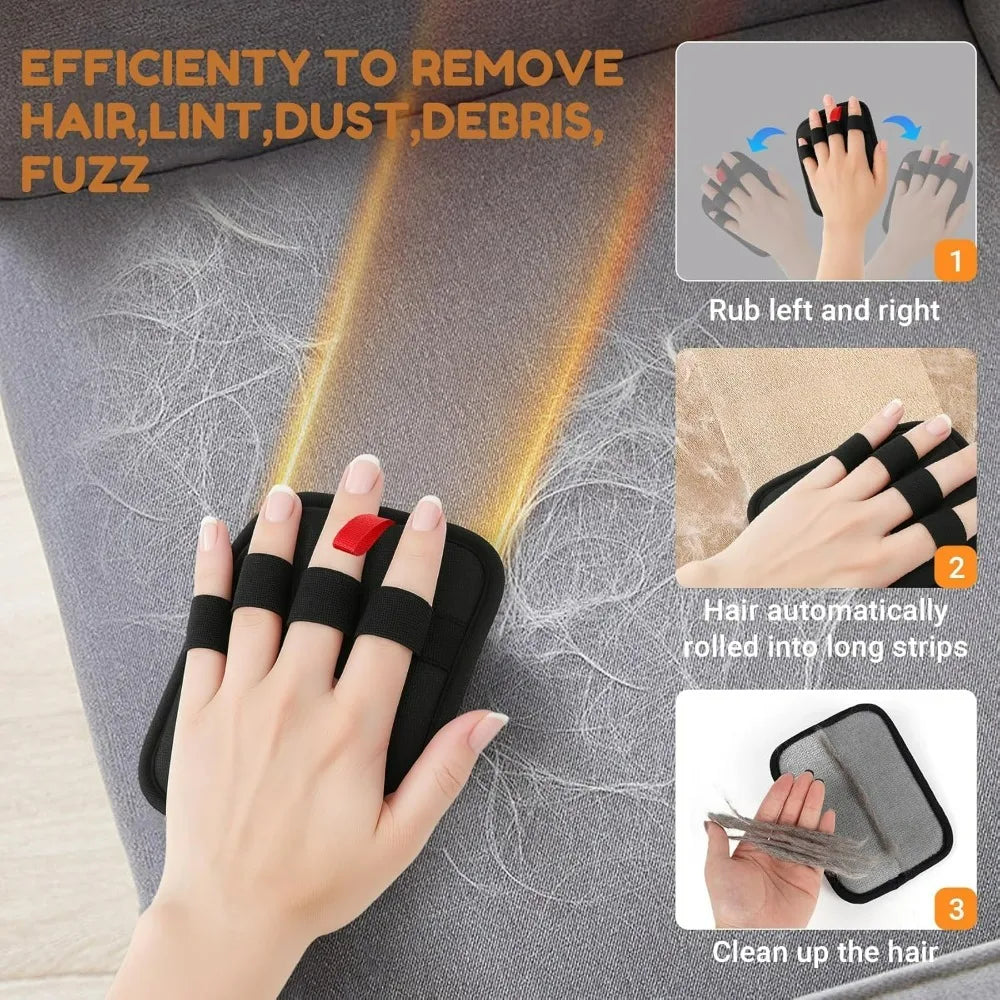 【Reusable and easy to clean】 Say goodbye to wasteful sticky sheets and lint rollers! Our pet hair removal gloves are washable