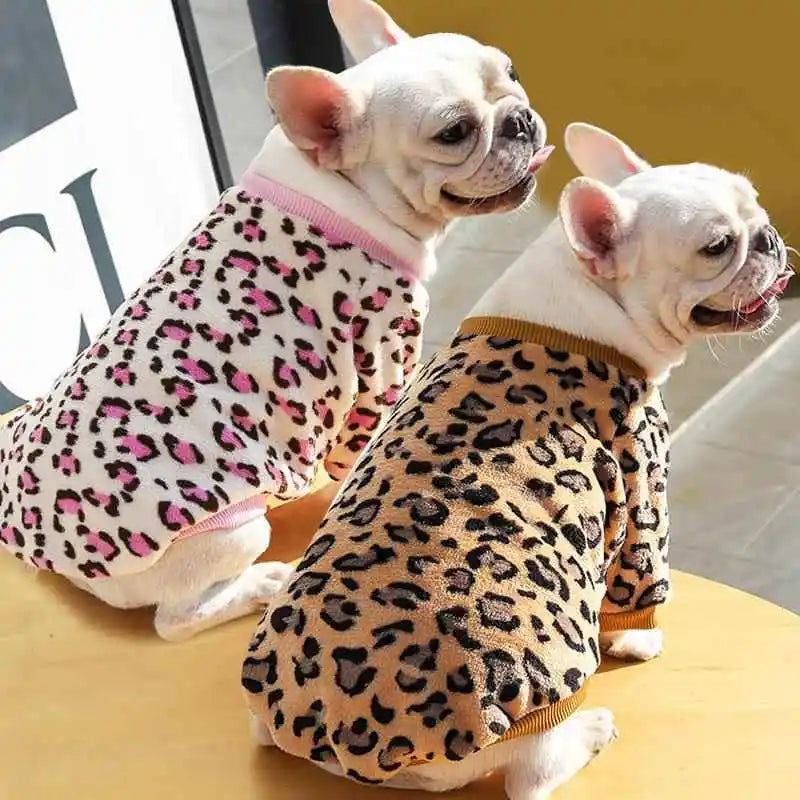 Warmth S Clothes Pet Supplies  Two Feet Clothes Leopard Pattern Dog Coat for French Bulldog And Bull Mastiff