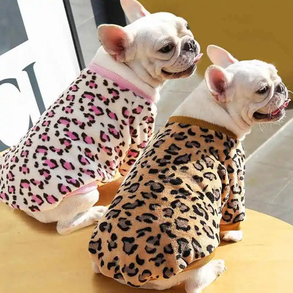 Warmth S Clothes Pet Supplies  Two Feet Clothes Leopard Pattern Dog Coat for French Bulldog And Bull Mastiff