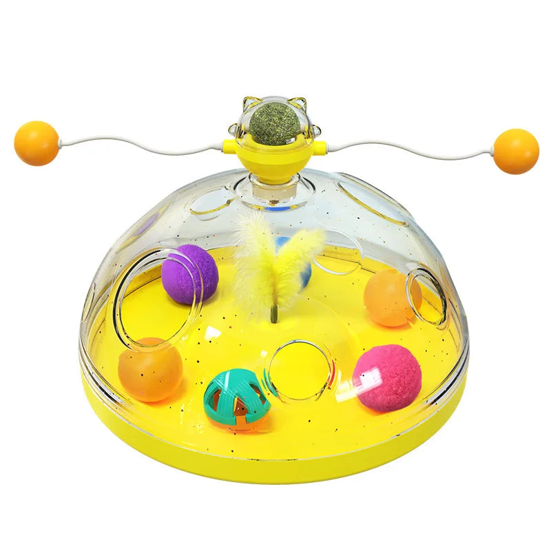 New popular Amazon puzzle food leakage toy - cat windmill teaser ball