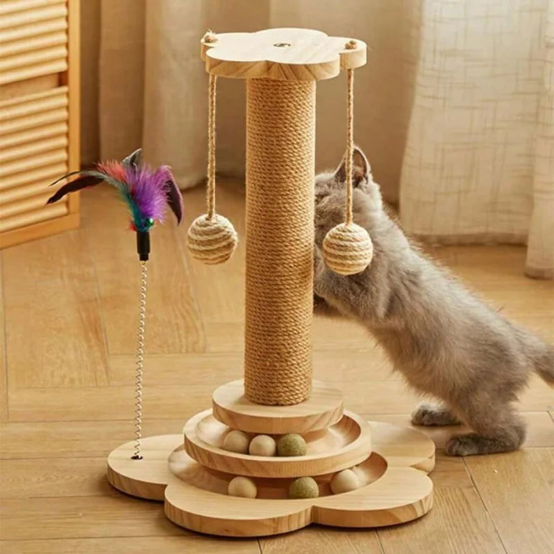 Cat Scratching Post, Indoor Cat Interactive Furniture Toy, Kitten Activity Center For Indoor Kittens And Adult Cats