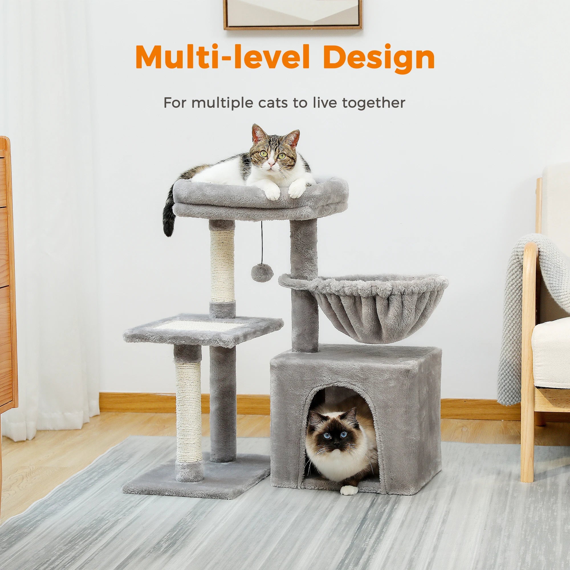 Small Cat Tree Cat Tower with Natural Sisal Scratching Post,Spacious Top Perch,Privite Cat Condo Perfect for Indoor Cats,Cat Toy