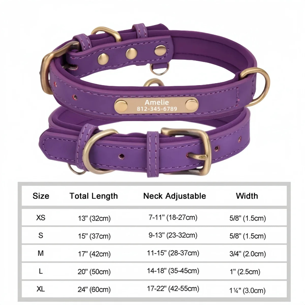 Customized Dog Collar Soft Padded Leather Pet Collar For Small Medium Large Dogs With Free Engraved Nameplate ID Tag Anti-lost