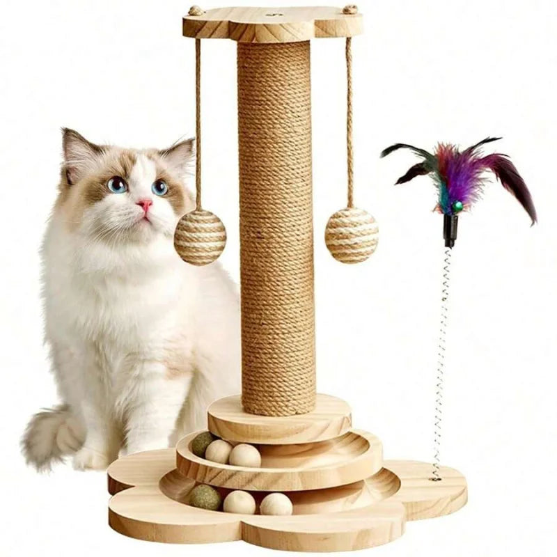 Cat Scratching Post, Indoor Cat Interactive Furniture Toy, Kitten Activity Center For Indoor Kittens And Adult Cats