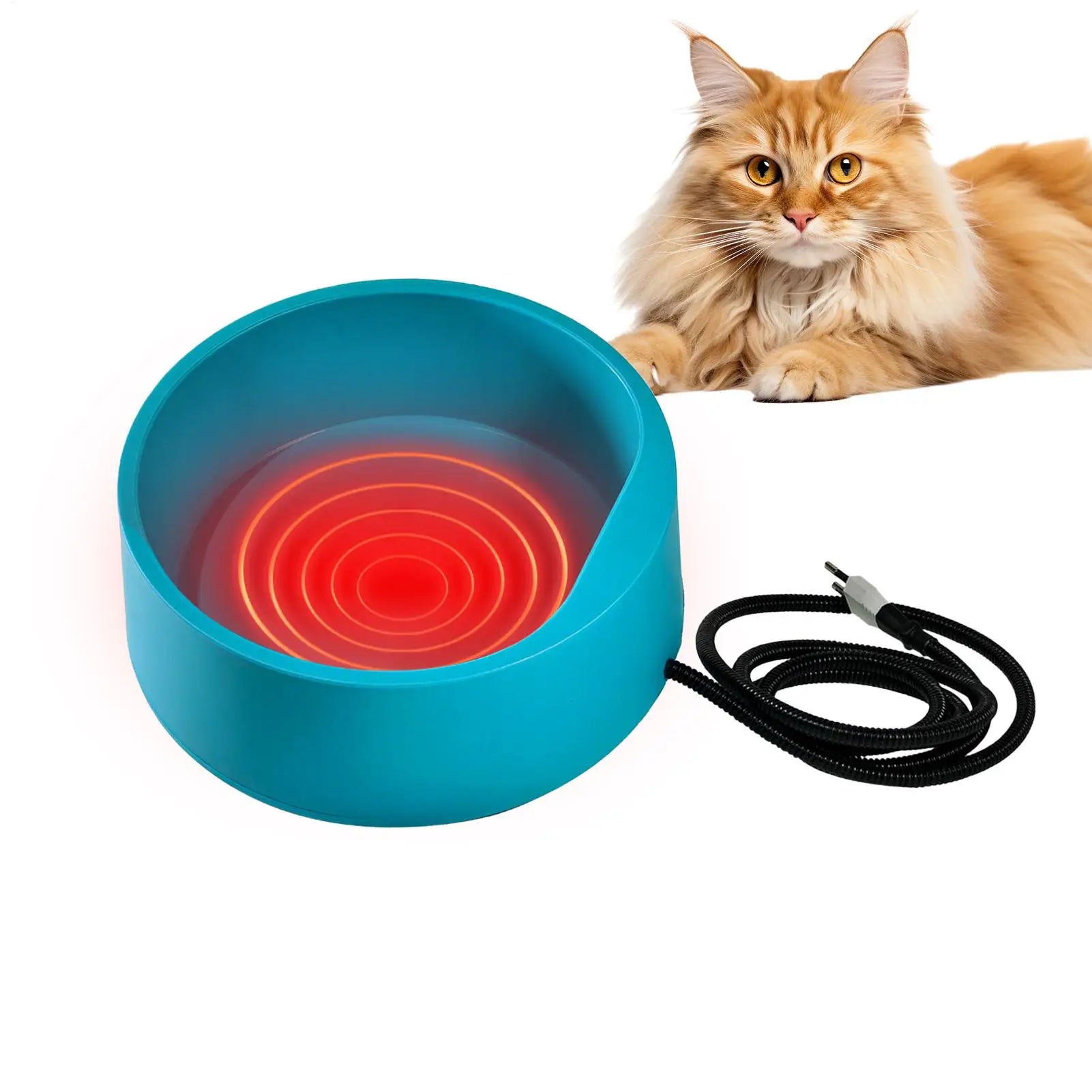 Plug-in Heated Cat Water Bowl, Warming Drink Dish for Outdoor Farm, Backyard, Kennel, Anti-Freeze Bowl for Pets Cats Dogs