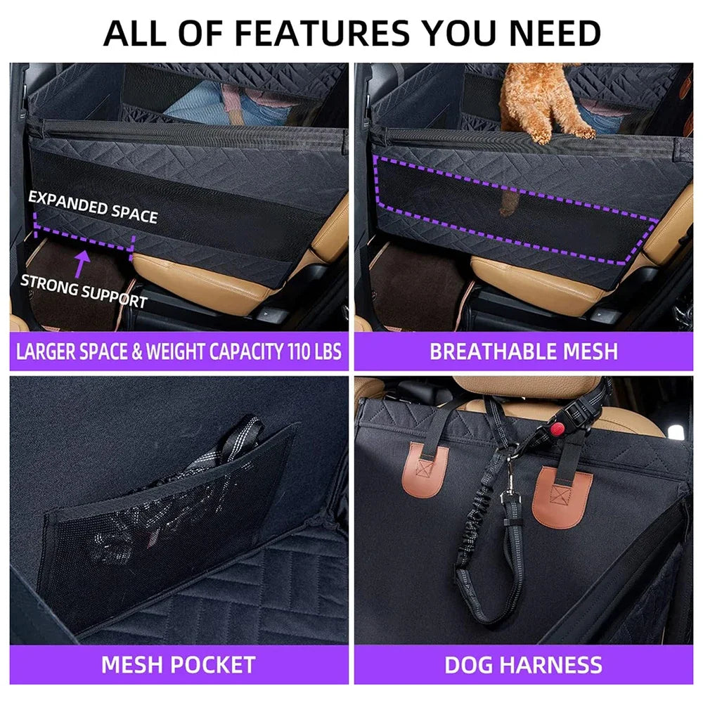 Double Zipper Car Pet Seat Pad Dogs Cats Car Backseat Protector Waterproof Dirt Resistant Solid Color Cars Rear Seats Cushion