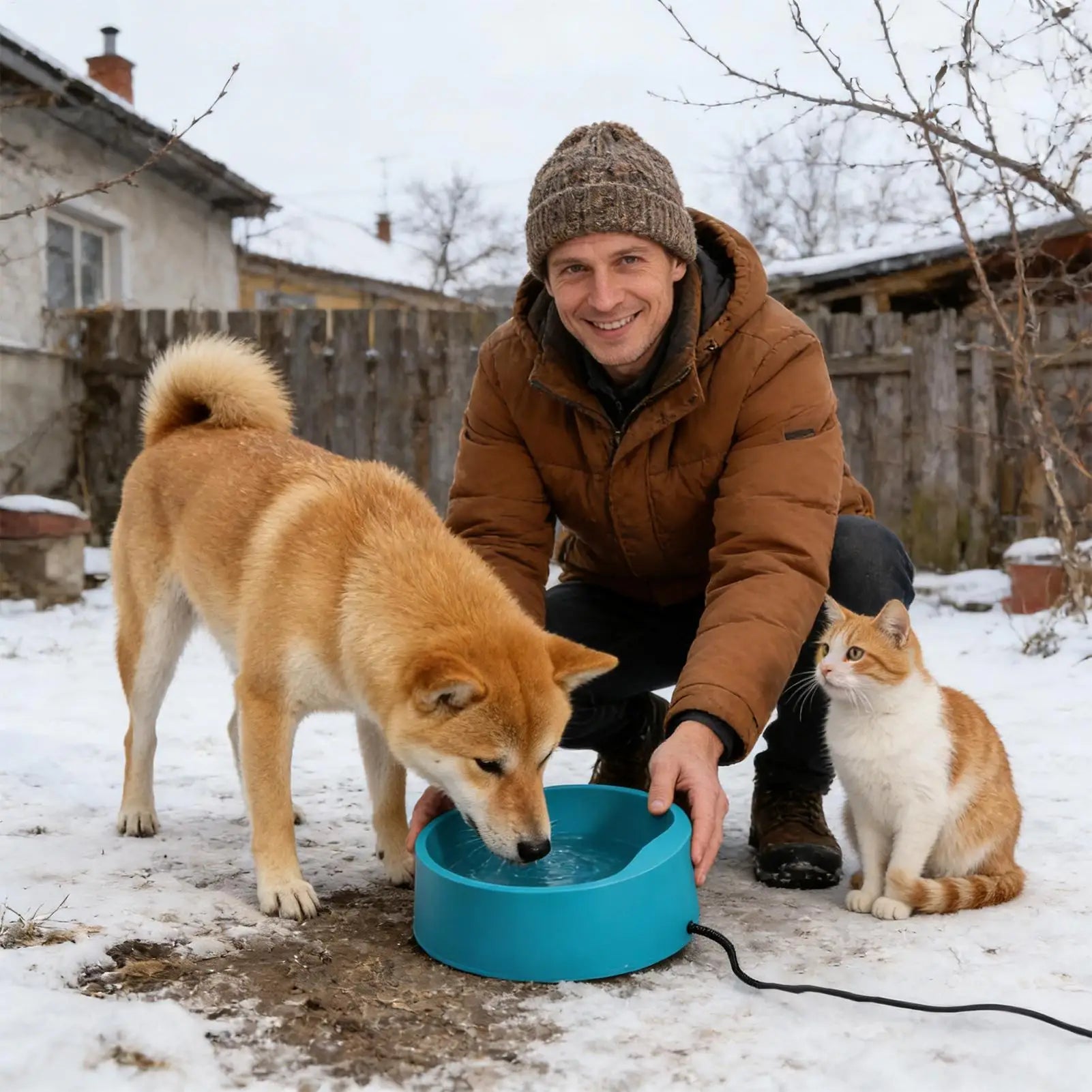 Plug-in Heated Cat Water Bowl, Warming Drink Dish for Outdoor Farm, Backyard, Kennel, Anti-Freeze Bowl for Pets Cats Dogs