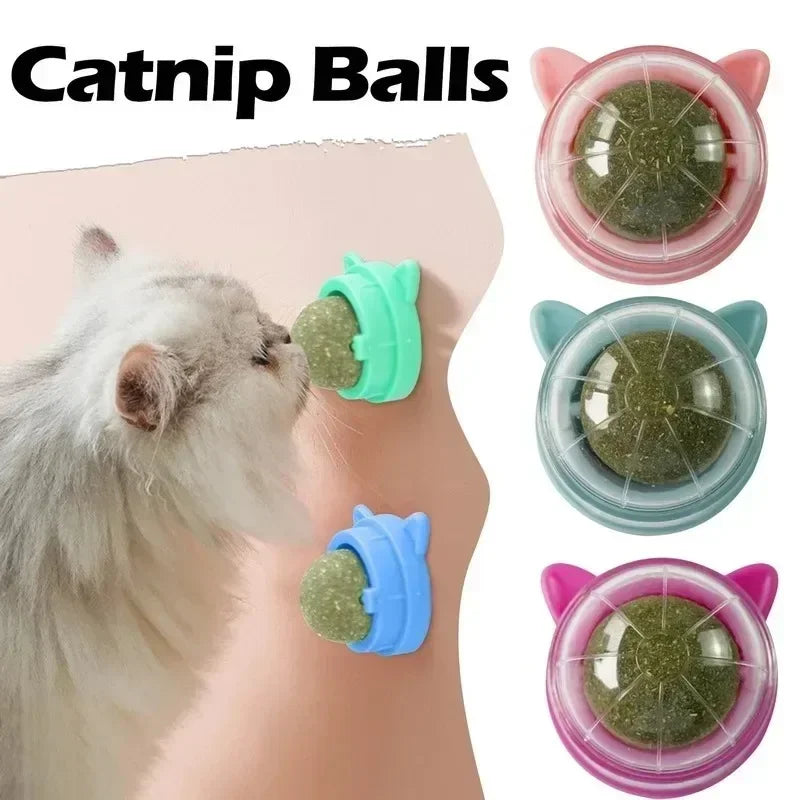 Rotating Catnip Ball Pet Teething Toy Interactive Licking Fun Rascador De Hierba Gatera Natural Para Gatos Cat Toys Cats Things