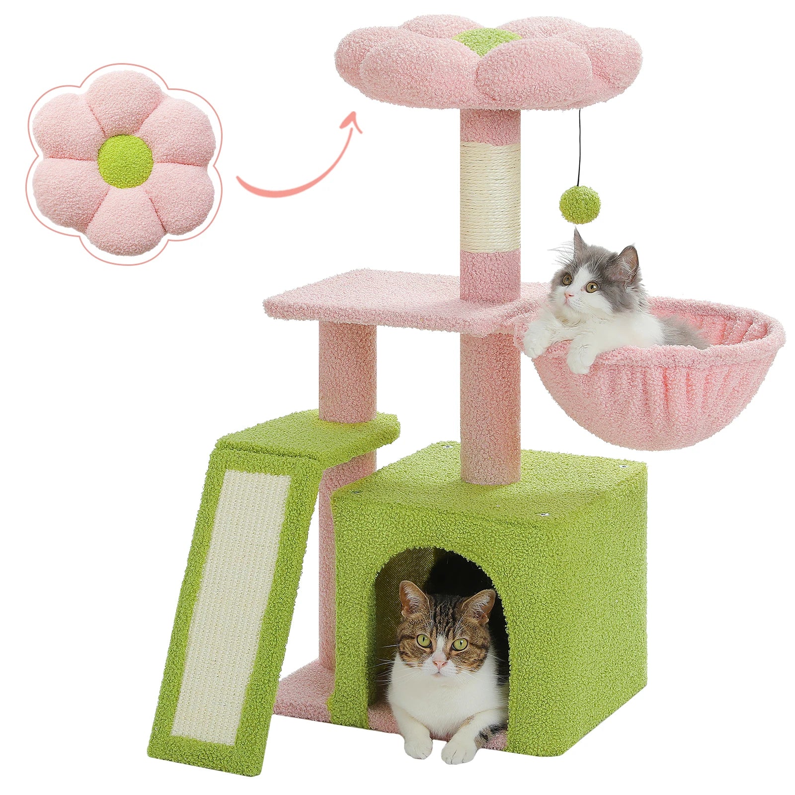 Small Cat Tree Cat Tower with Natural Sisal Scratching Post,Spacious Top Perch,Privite Cat Condo Perfect for Indoor Cats,Cat Toy