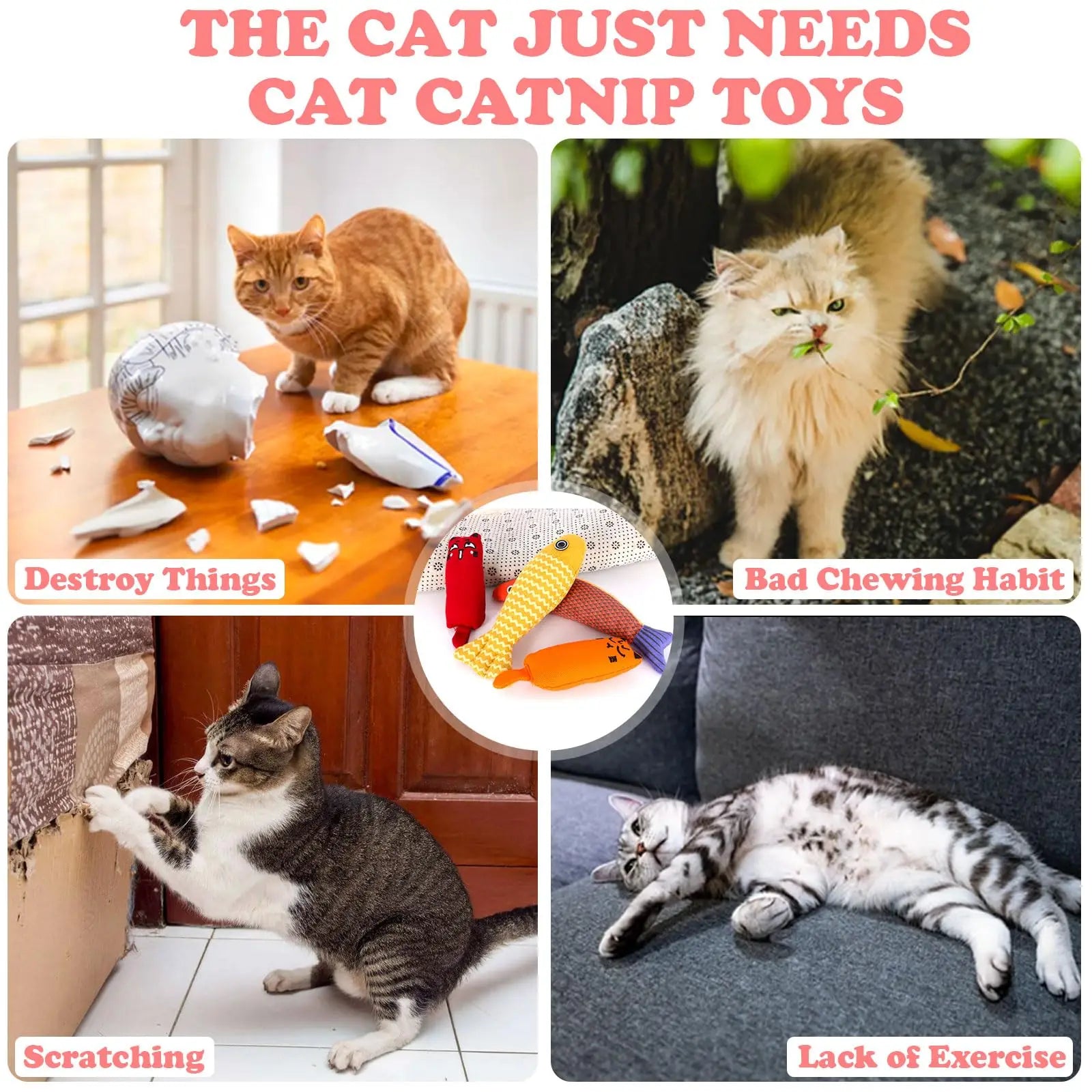 Catnip Toys,Fun Chew & Chase Toys,Safe Non-Toxic Plush Toys for Feline Friends,Interactive cat Toys to Keep Cats Entertained