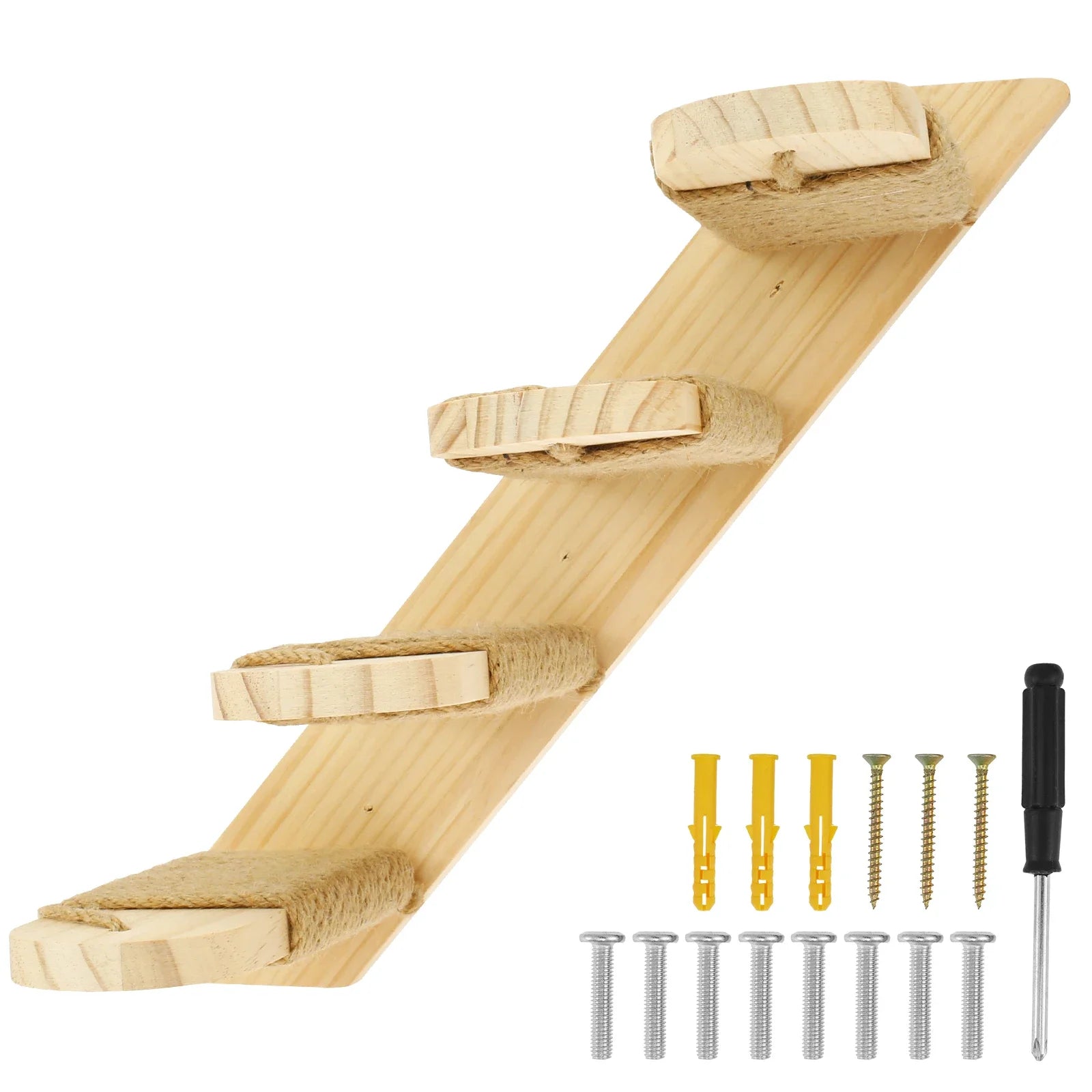 Cat Wall Stairs Wall Mounted Four Step Stairway Wood Cat Climbing Shelf With Sisal Rope Pet Furniture for Cat Platform Jumping