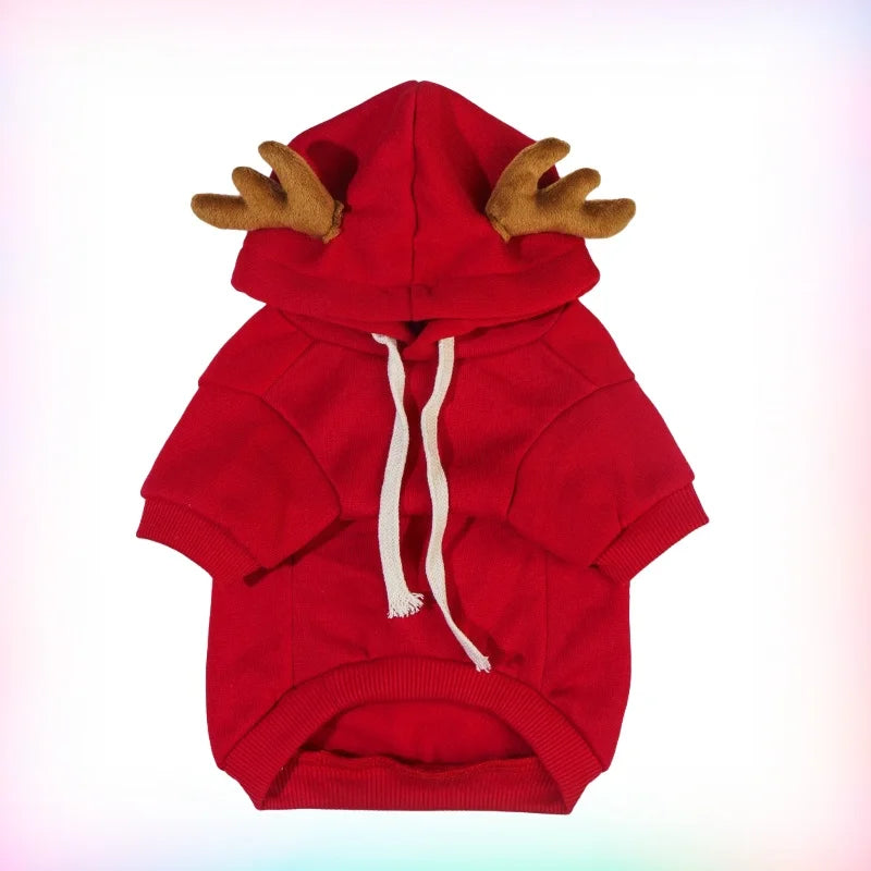 Christmas pet clothes elk cosplay costume creative elk antler thickened sweater new style creative design hoodie for dog cat